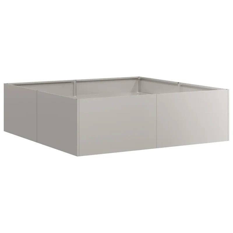 Jardinière carrée moderne fond ouvert 100 x 100 x 30 cm avec drainage élégant jardin en acier rouillé 02_0051593