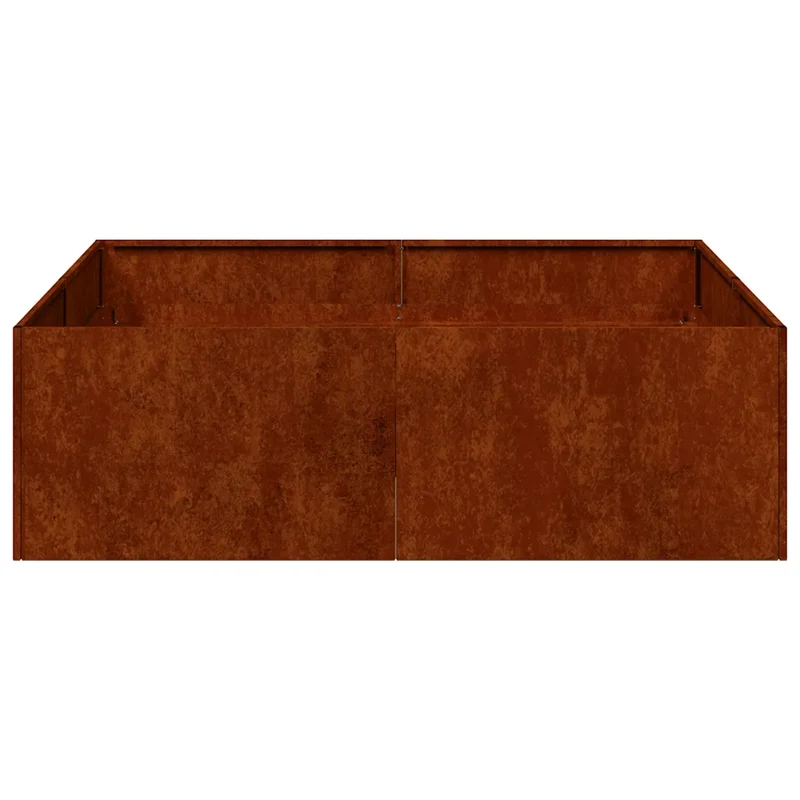 Jardinière carrée moderne fond ouvert 100 x 100 x 30 cm avec drainage élégant jardin en acier rouillé 02_0051593