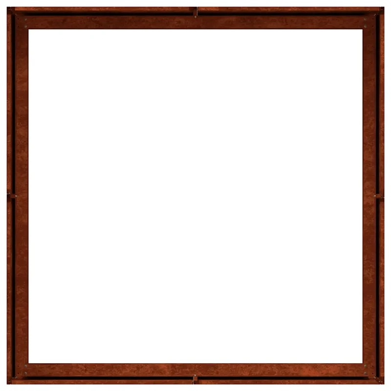Jardinière carrée moderne fond ouvert 100 x 100 x 30 cm avec drainage élégant jardin en acier rouillé 02_0051593