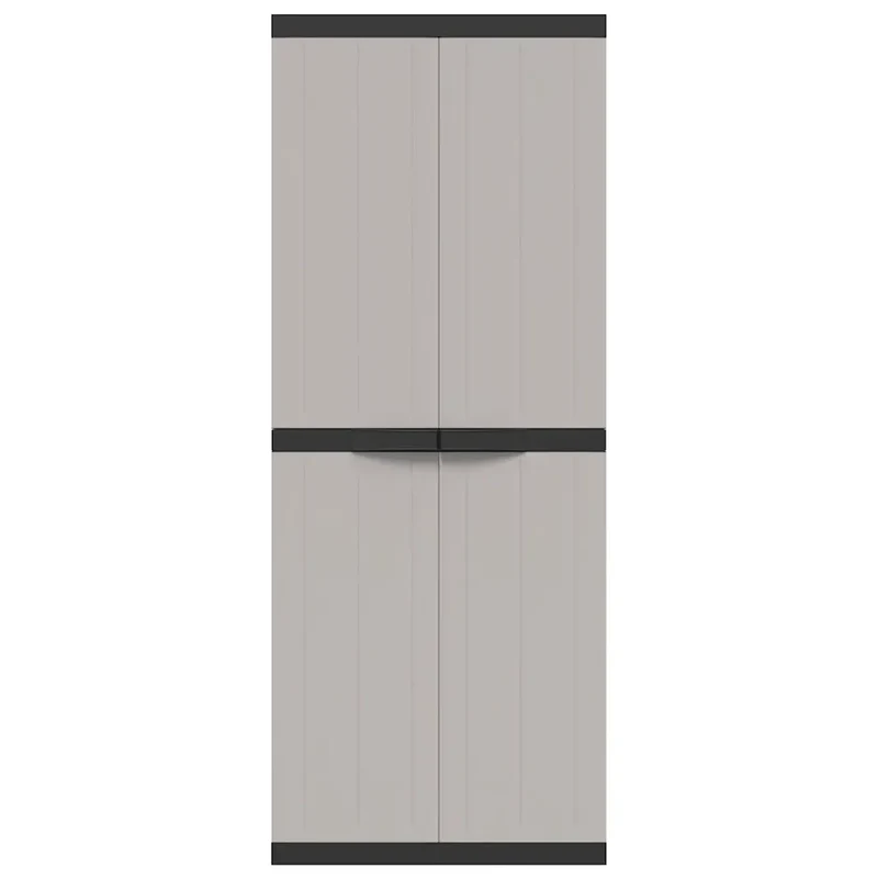 Armoire de rangement d'extérieur design compact 65 x 37 x 165 cm verrouillable pour outils jardin en PP gris 02_0047411