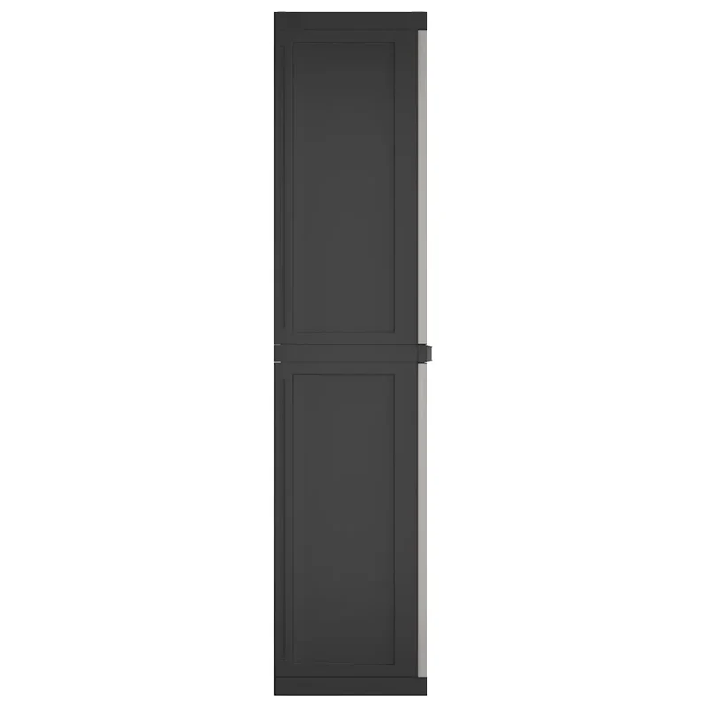 Armoire de rangement d'extérieur design compact 65 x 37 x 165 cm verrouillable pour outils jardin en PP gris 02_0047411