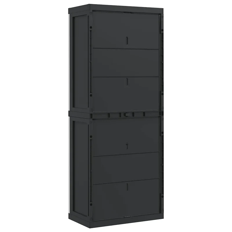 Armoire de rangement d'extérieur design compact 65 x 37 x 165 cm verrouillable pour outils jardin en PP gris 02_0047411