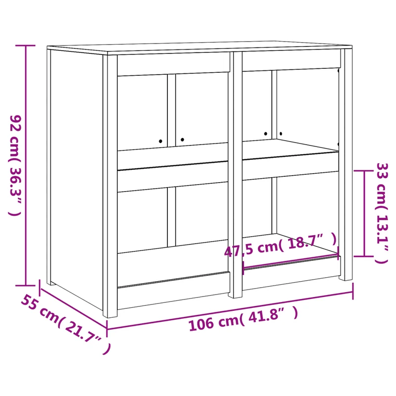 Armoire de cuisine d'extérieur modulable rangement 106 x 55 x 92 cm en bois de pin massif 02_0049236