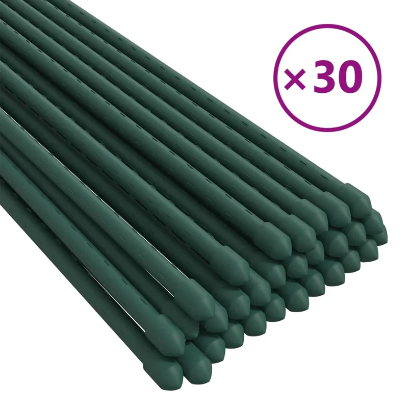 Lot de 30 piquets pour plantes de jardin soutien 0,8 x 60 cm en acier vert 02_0046621