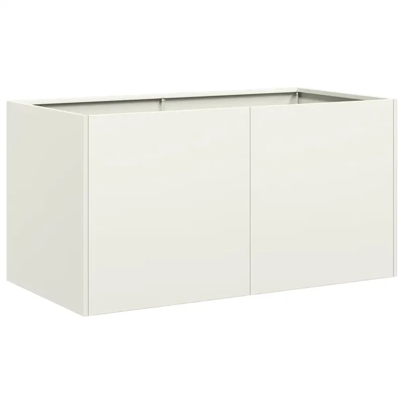 Jardinière moderne pour extérieur 80 x 40 x 40 cm espace de plantation polyvalent style épuré en acier laminé à froid blanc 02_0051458
