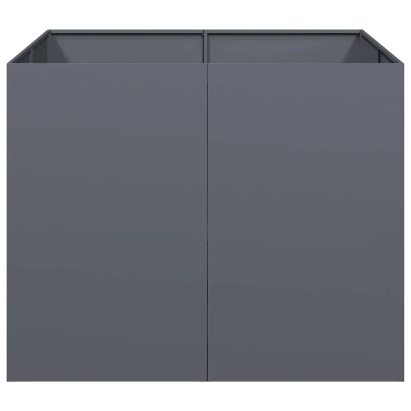 Jardinière carrée moderne 100 x 100 x 80 cm fond ouvert robuste pour jardin balcon en acier anthracite 02_0051602