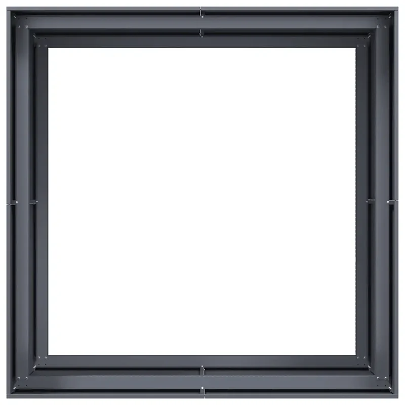 Jardinière carrée moderne 100 x 100 x 80 cm fond ouvert robuste pour jardin balcon en acier anthracite 02_0051602
