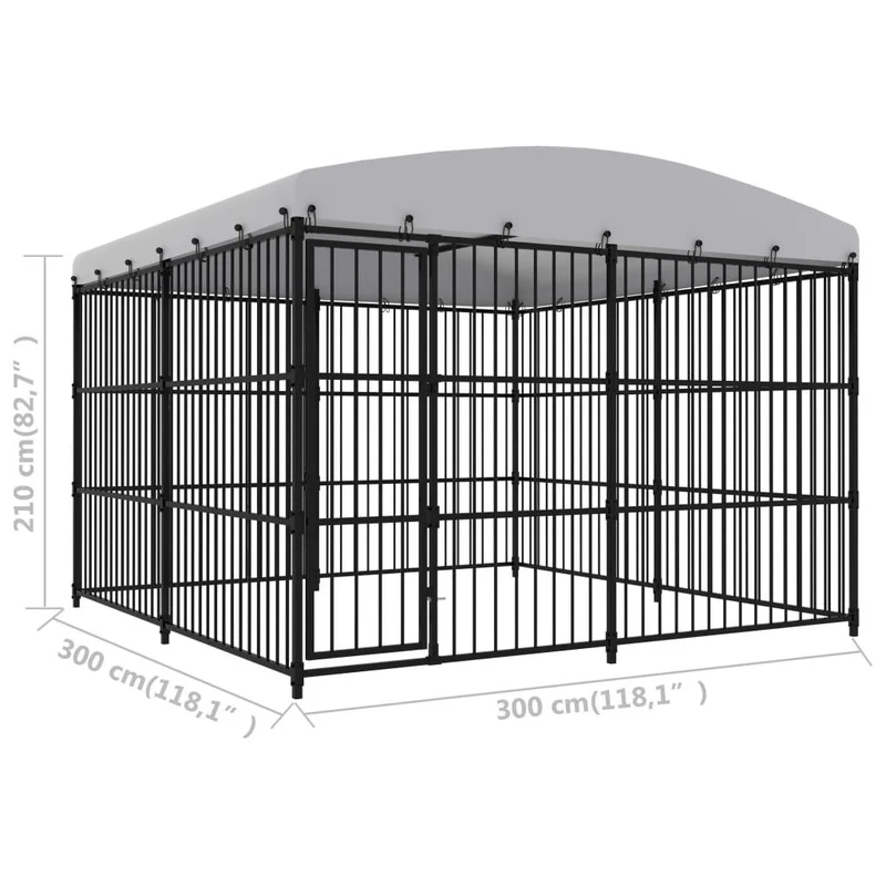 Chenil extérieur cage enclos parc animaux chien extérieur avec toit 300 x 300 x 210 cm 02_0000449