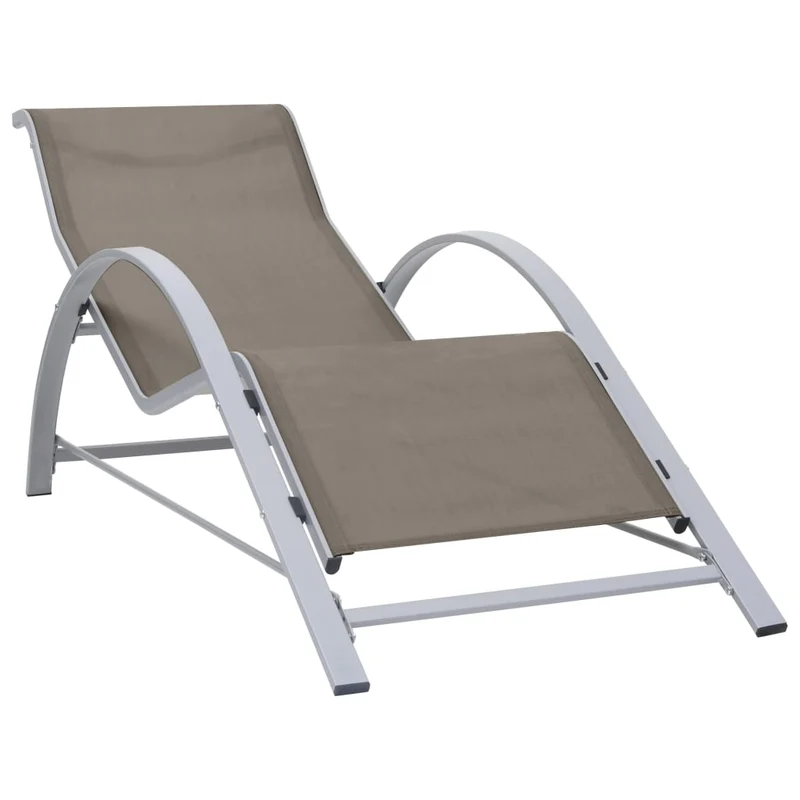 Transat chaise longue bain de soleil lit de jardin terrasse meuble d'extérieur textilène et aluminium taupe 02_0012935
