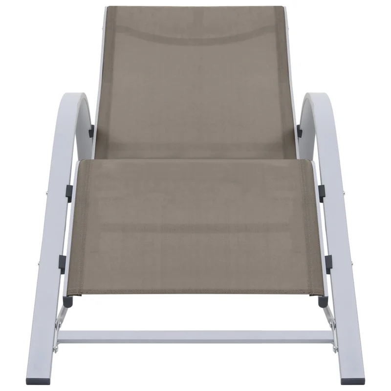 Transat chaise longue bain de soleil lit de jardin terrasse meuble d'extérieur textilène et aluminium taupe 02_0012935