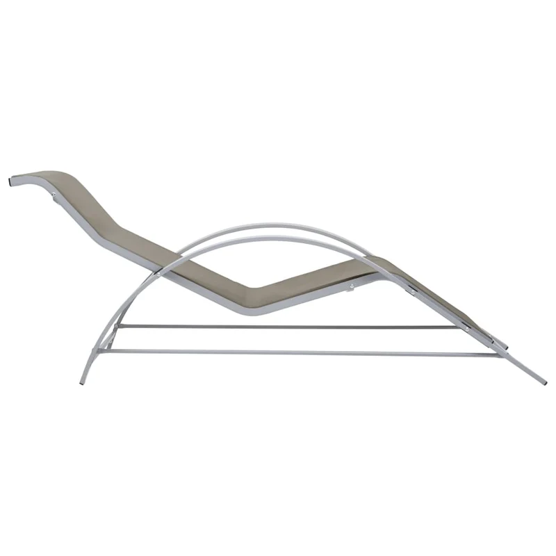 Transat chaise longue bain de soleil lit de jardin terrasse meuble d'extérieur textilène et aluminium taupe 02_0012935
