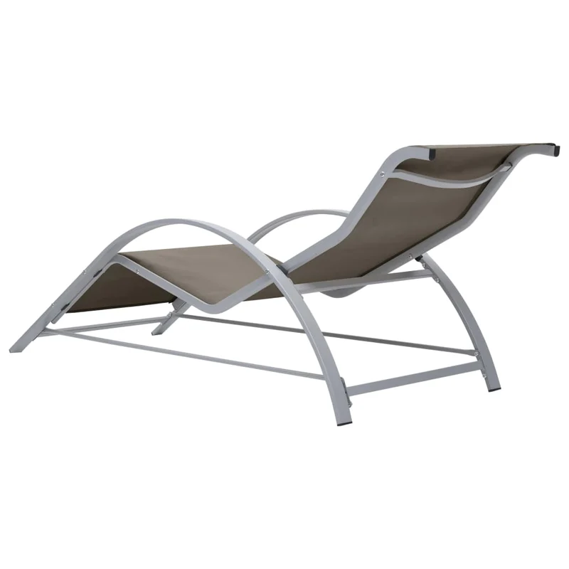 Transat chaise longue bain de soleil lit de jardin terrasse meuble d'extérieur textilène et aluminium taupe 02_0012935