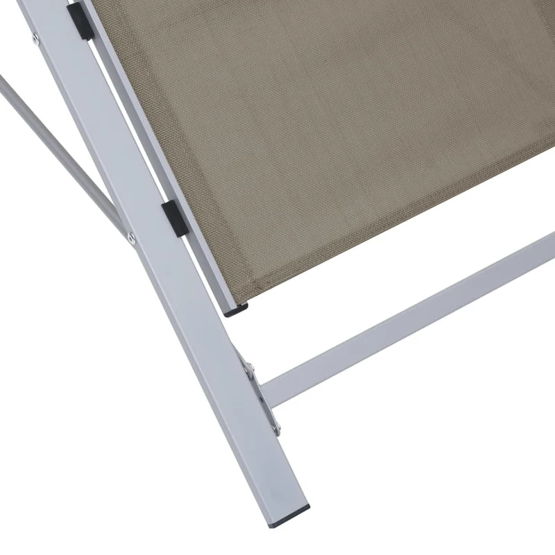 Transat chaise longue bain de soleil lit de jardin terrasse meuble d'extérieur textilène et aluminium taupe 02_0012935