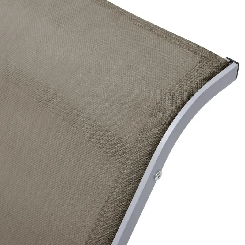 Transat chaise longue bain de soleil lit de jardin terrasse meuble d'extérieur textilène et aluminium taupe 02_0012935