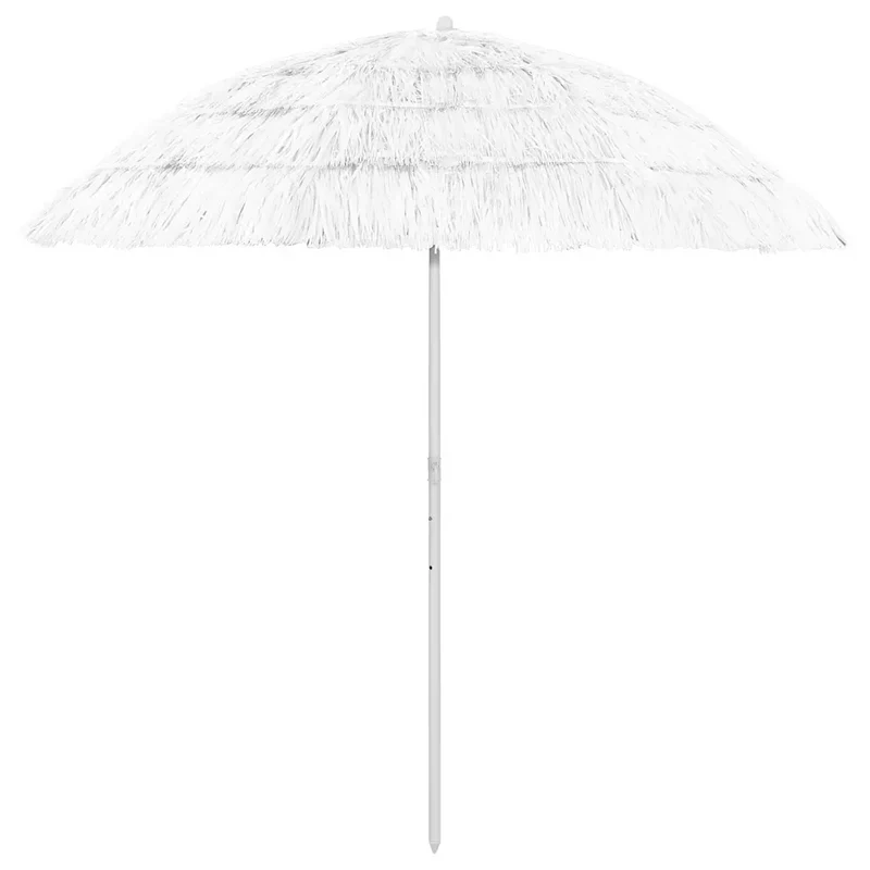 Parasol de plage inclinable style hawaï 240 x 210 cm protection UV durable en polyester blanc 02_0046509