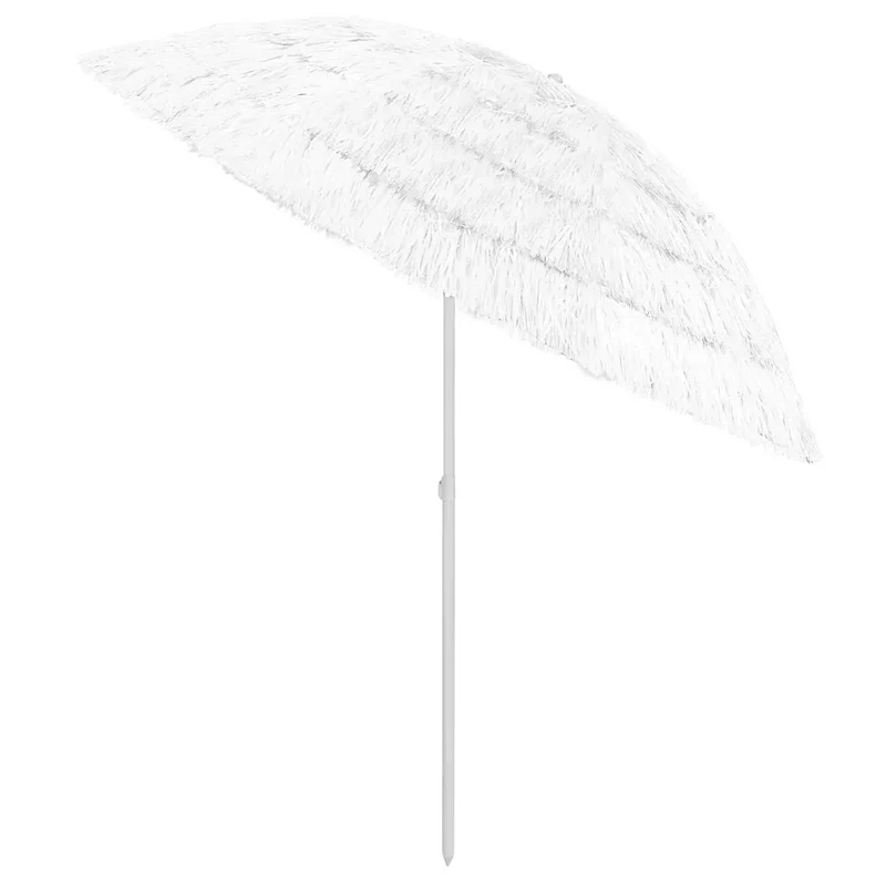 Parasol de plage inclinable style hawaï 240 x 210 cm protection UV durable en polyester blanc 02_0046509