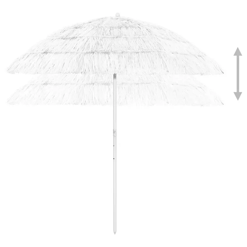Parasol de plage inclinable style hawaï 240 x 210 cm protection UV durable en polyester blanc 02_0046509