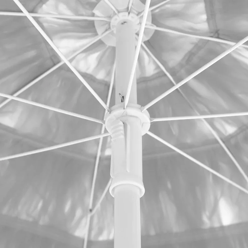 Parasol de plage inclinable style hawaï 240 x 210 cm protection UV durable en polyester blanc 02_0046509