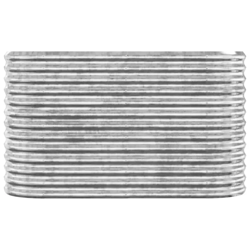 Lit surélevé de jardin ovale 114 x 40 x 68 cm résistant aux intempéries pour plantes en acier galvanisé argenté 02_0046565