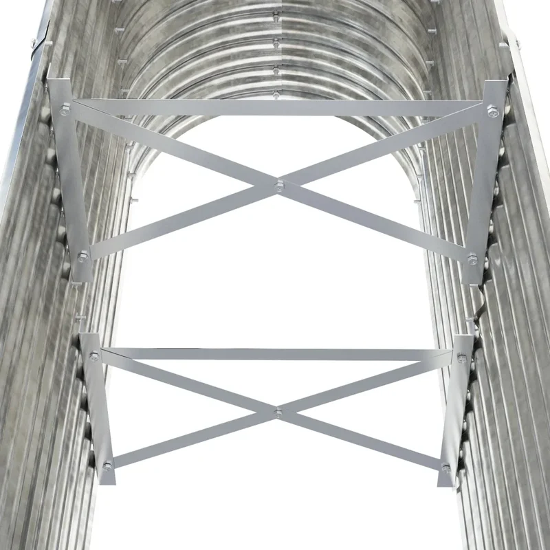 Lit surélevé de jardin ovale 114 x 40 x 68 cm résistant aux intempéries pour plantes en acier galvanisé argenté 02_0046565