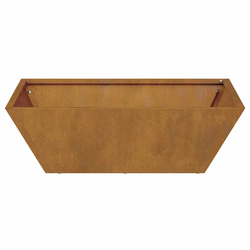 Lot de 5 cache-pots de jardin trapézoïdaux modernes design minimaliste 50 x 50 x 15 cm en acier rouillé 02_0052395