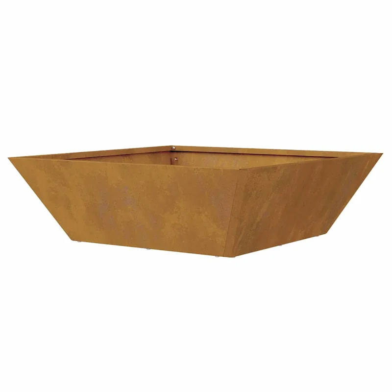 Lot de 5 cache-pots de jardin trapézoïdaux modernes design minimaliste 50 x 50 x 15 cm en acier rouillé 02_0052395
