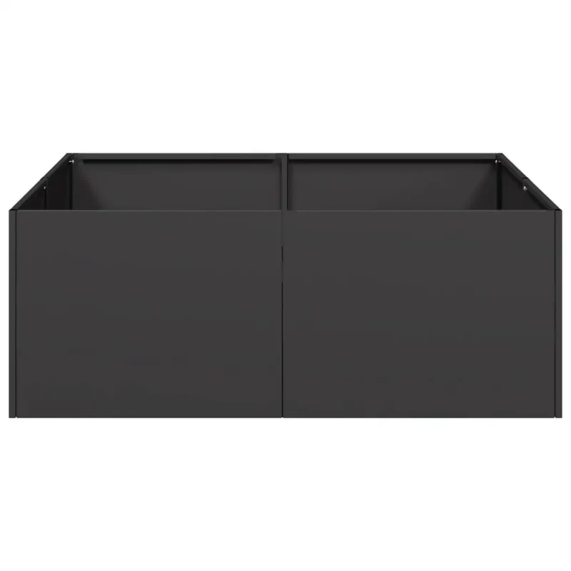 Jardinière carrée moderne pour extérieur balcon jardin 80 x 80 x 30 cm avec fond ouvert en acier noir 02_0051582