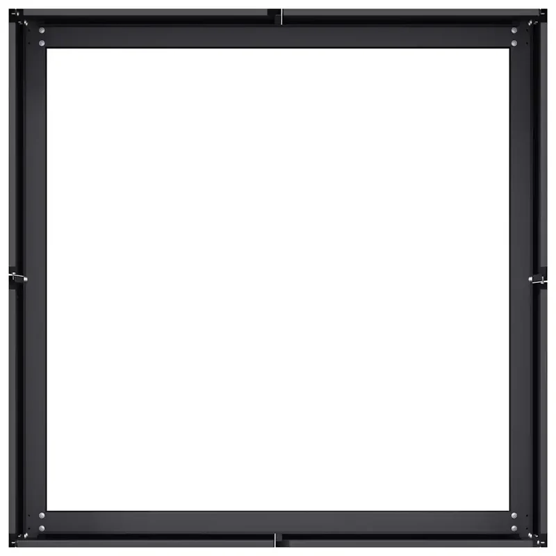 Jardinière carrée moderne pour extérieur balcon jardin 80 x 80 x 30 cm avec fond ouvert en acier noir 02_0051582