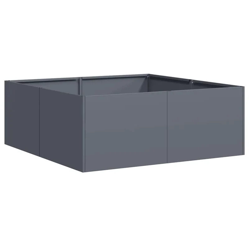 Jardinière moderne espace extérieur 80 x 80 x 30 cm avec fond ouvert acier anthracite 02_0051584