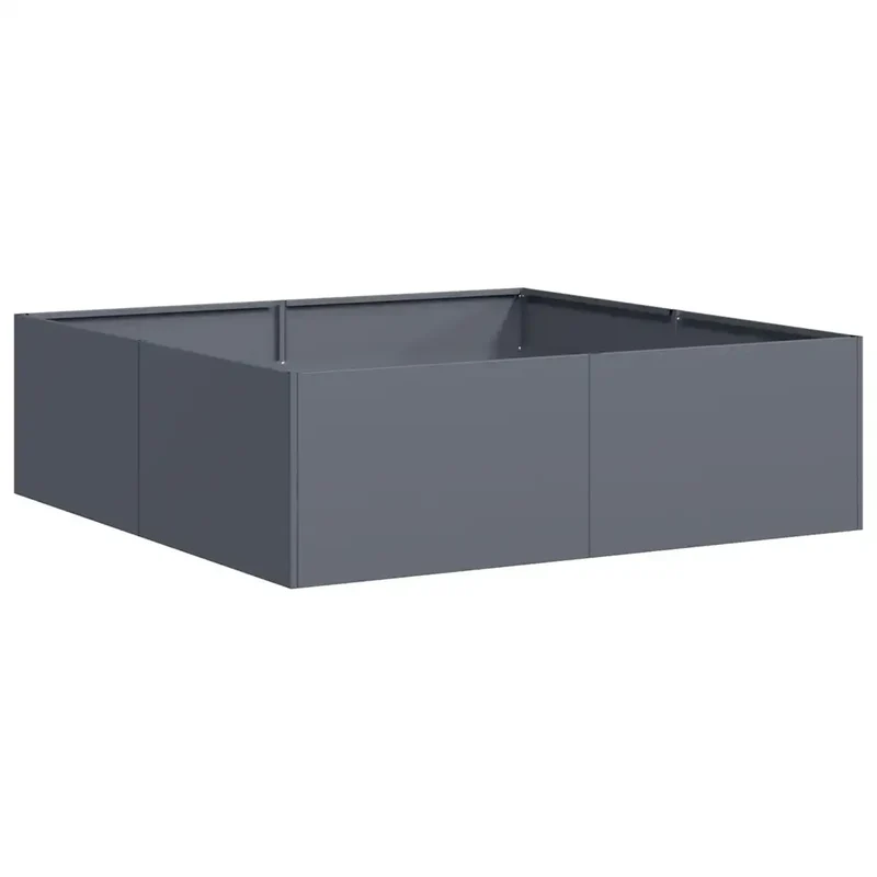 Jardinière carrée moderne balcon jardin 100 x 100 x 30 cm avec fond ouvert esthétique en acier anthracite 02_0051590
