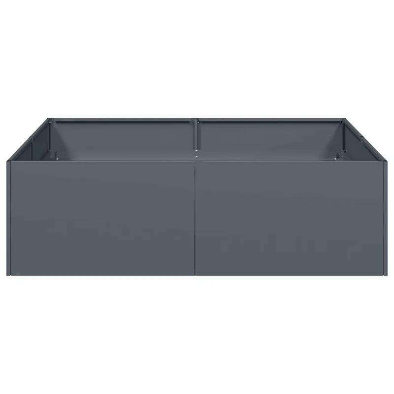 Jardinière carrée moderne balcon jardin 100 x 100 x 30 cm avec fond ouvert esthétique en acier anthracite 02_0051590