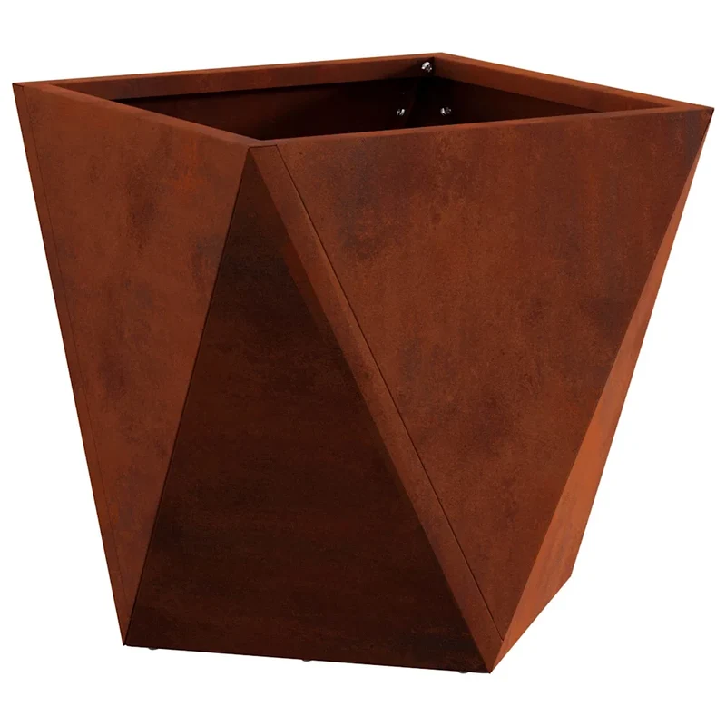 Jardinière en acier résistante aux intempéries pour extérieur 30 x 30 x 30 cm design moderne rouillé 02_0053060