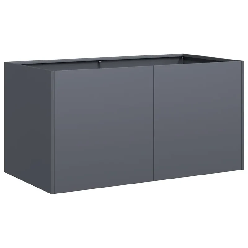 Jardinière moderne extérieure 80 x 40 x 40 cm robuste avec fond ouvert décoratif en acier laminé à froid anthracite 02_0051459
