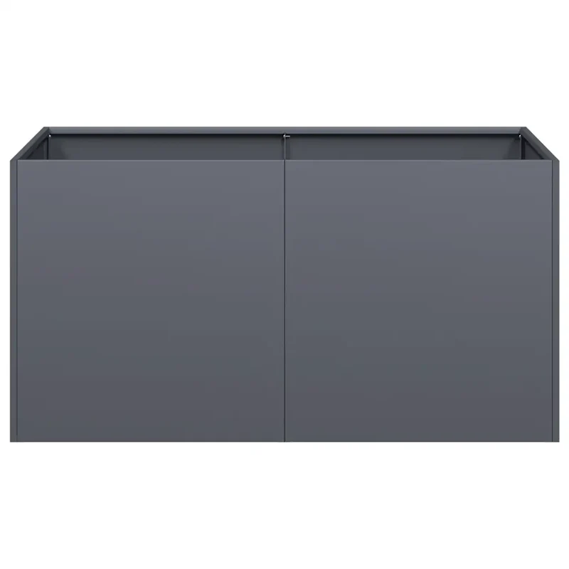 Jardinière moderne extérieure 80 x 40 x 40 cm robuste avec fond ouvert décoratif en acier laminé à froid anthracite 02_0051459