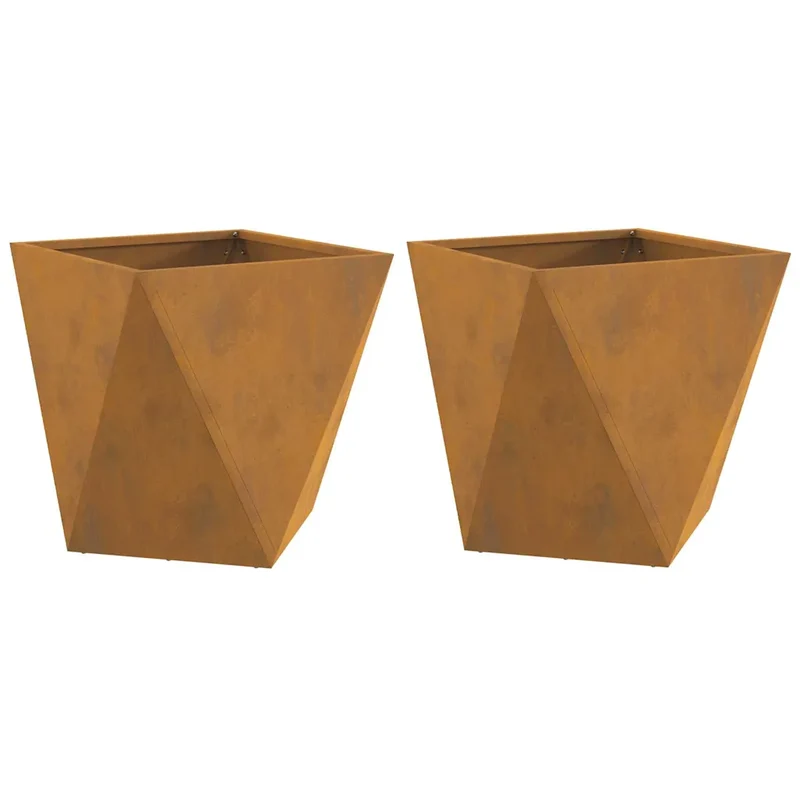 Lot de 2 jardinières carrées 40 x 40 x 40 cm idéal extérieur chic ambiance moderne en acier rouillé 02_0053075