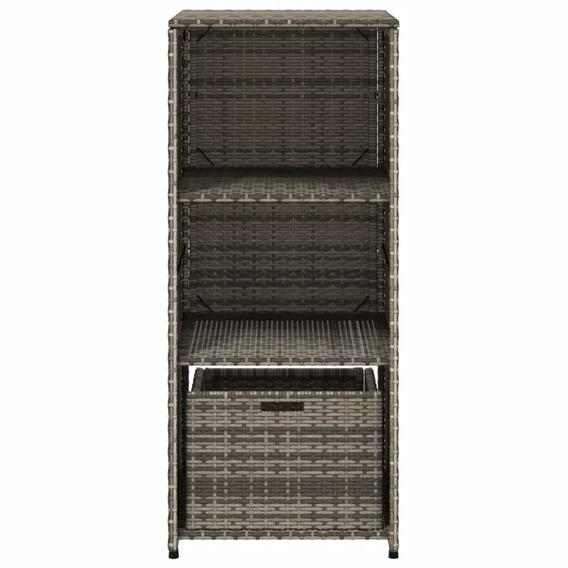 Armoire de rangement extérieur jardin 50 x 55 x 115 cm avec tiroir 2 étagères design moderne en résine tressée gris 02_0047422