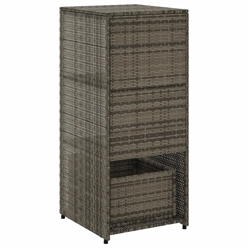 Armoire de rangement extérieur jardin 50 x 55 x 115 cm avec tiroir 2 étagères design moderne en résine tressée gris 02_0047422