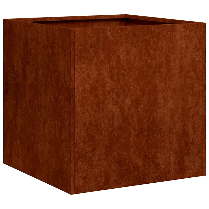 Jardinière carrée fond ouvert jardin terrasse 40 x 40 x 40 cm design moderne en acier rouillé 02_0051456