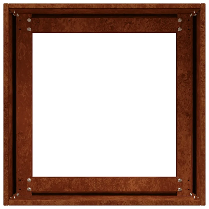 Jardinière carrée fond ouvert jardin terrasse 40 x 40 x 40 cm design moderne en acier rouillé 02_0051456