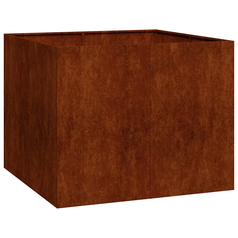 Jardinière carrée design moderne jardin 100 x 100 x 80 cm stable en acier rouillé 02_0051605