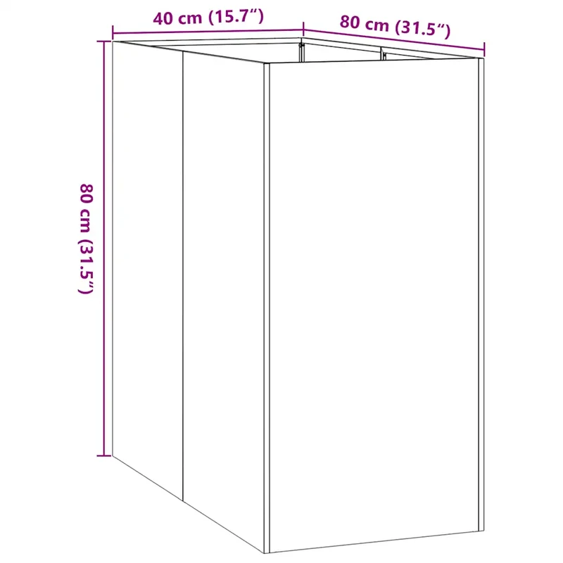 Jardinière élégante design moderne balcon jardin 40 x 80 x 80 cm en acier galvanisé 02_0051561