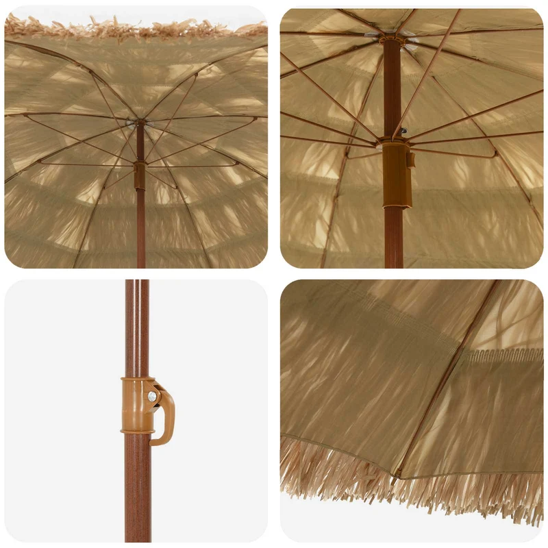Parasol de plage réglable portatif style tropical jardin 255 x 255 x 196 cm en polyester naturel 02_0058867