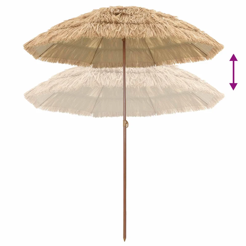 Parasol de plage réglable portatif style tropical jardin 255 x 255 x 196 cm en polyester naturel 02_0058867