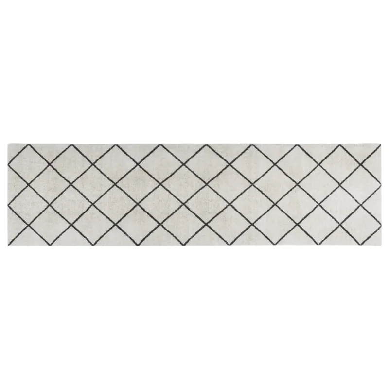 Tapis de cuisine lavable moelleux design élégant 150 x 45 cm en velours gris 02_0046059