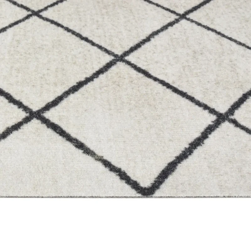 Tapis de cuisine lavable moelleux design élégant 150 x 45 cm en velours gris 02_0046059