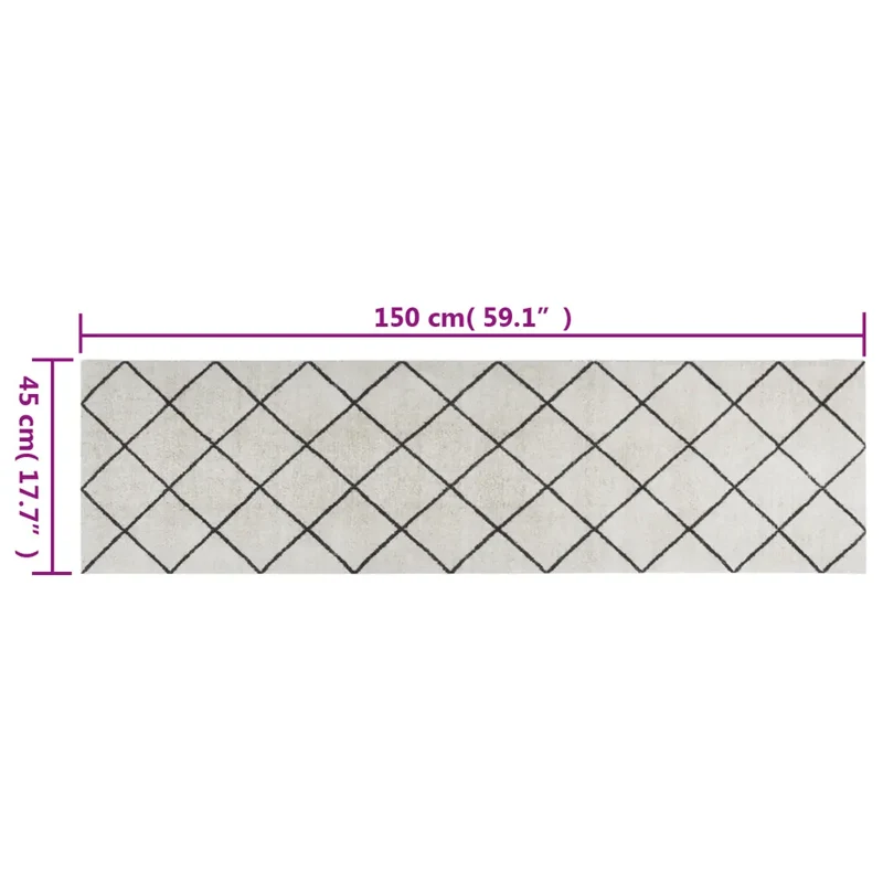 Tapis de cuisine lavable moelleux design élégant 150 x 45 cm en velours gris 02_0046059