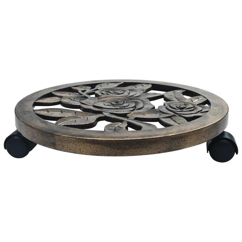 Lot de 6 chariots à plantes roulants design intérieur extérieur 38 x 7,5 cm en plastique bronze 02_0045946