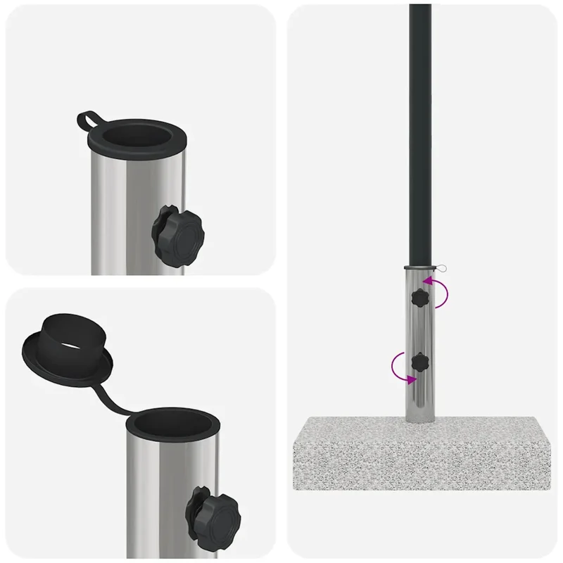 Socle de parasol rectangulaire 45 x 25 x 38,5 cm stable élégant en granite gris 02_0045884