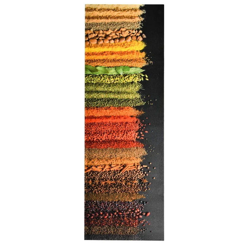 Tapis de sol rectangulaire lavable cuisine 180 x 60 cm flexible antidérapant style moderne en polyamide bleu 02_0046720