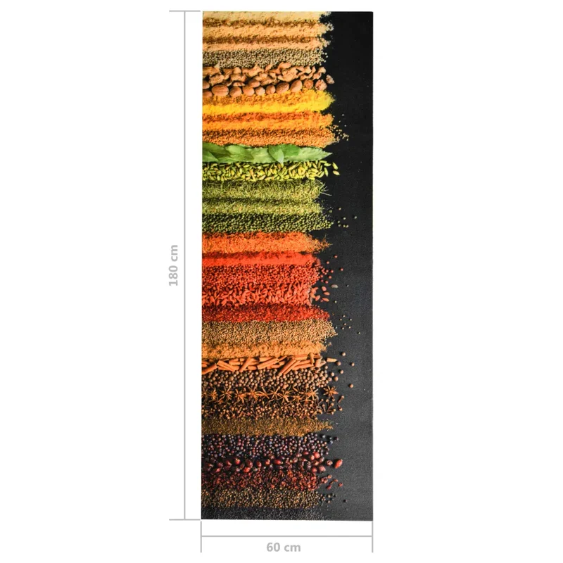 Tapis de sol rectangulaire lavable cuisine 180 x 60 cm flexible antidérapant style moderne en polyamide bleu 02_0046720